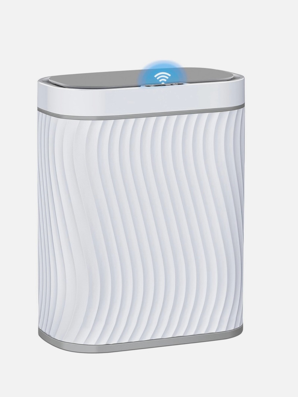 2.6 Gallon Smart Touchless Bathroom Trash Can Automatic Sensor Lid White Grey